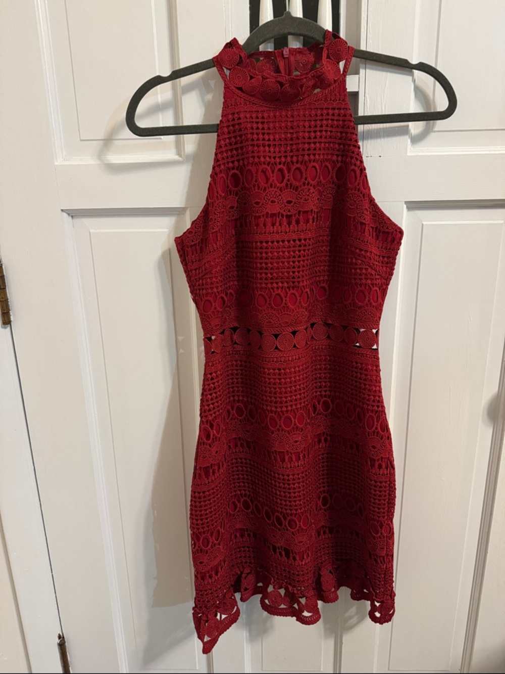Two Sisters Midi Halter Midi Dress in Deep Red Size 8